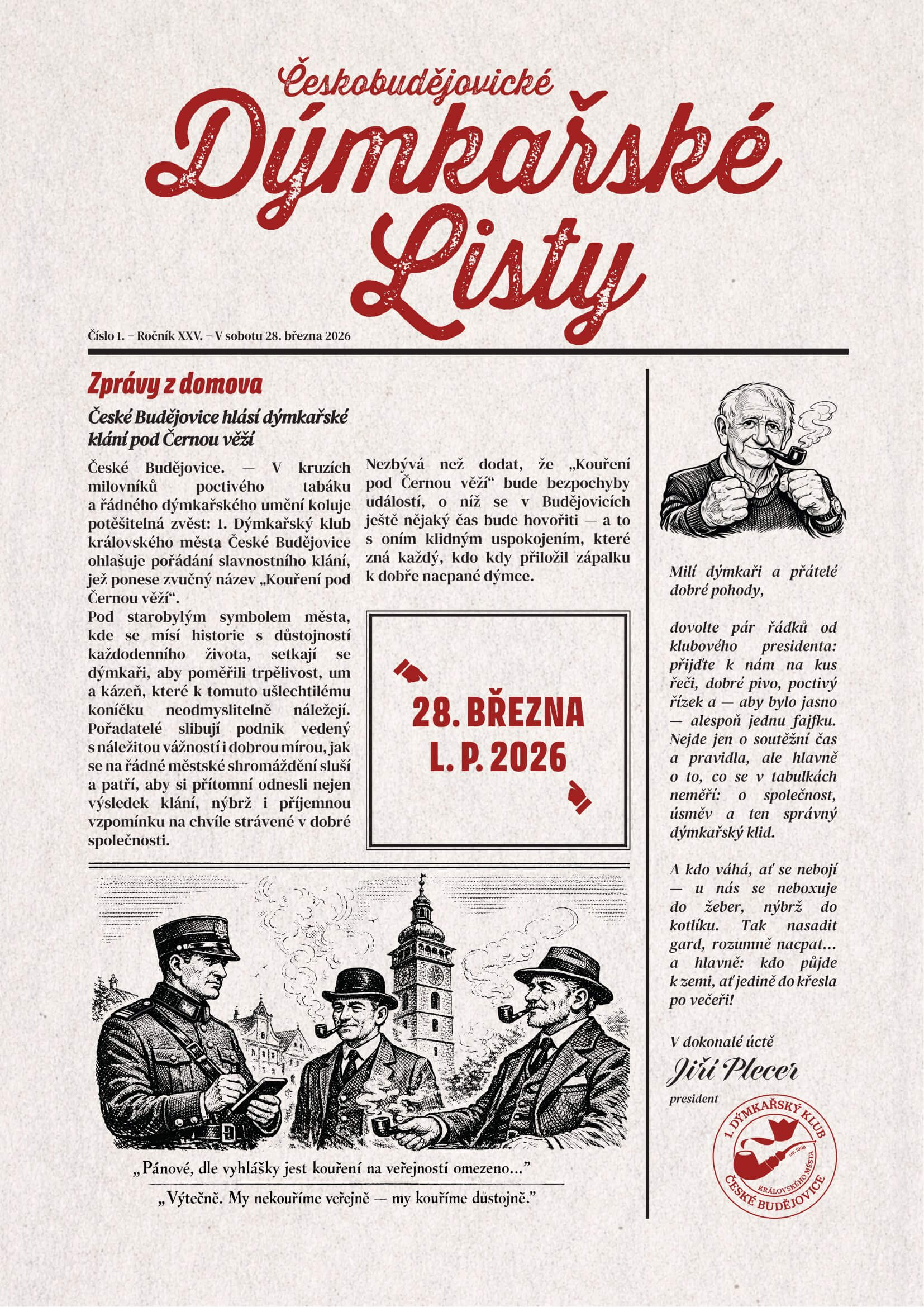 Pozvánka na tradiční soutěž v pomalém kouření v Českých Budějovicích