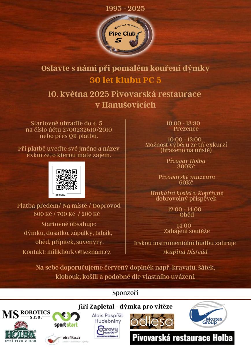 Oslava a soutěž - 30 let klubu PC 5 Ruda nad Moravou - sobota 10.5. v pivovaru v Hanušovicích